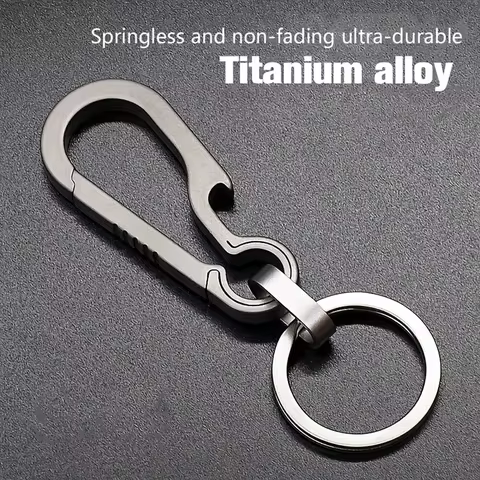 Titantium Carabiner Keychain Carabiner Hook Key Ring Key Holder with Bottle Opener for Camping Hiking Fishing Travel Outdoor 10 best sales elastic keychain - №2