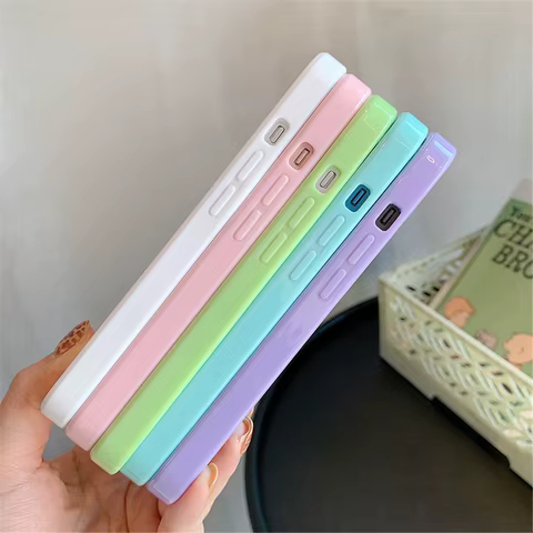 Candy Shockproof Silicone Bumper Phone Case For iPhone 16 15 14 11 12 13 Pro Max XS XR 8 7Plus Transparent Protection Back Cover 10 best sales clear case - №9