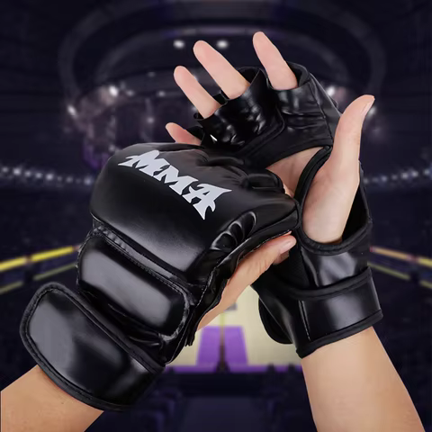 Professional Boxing Training Gloves Half Finger Leather Cushion for Adult Sanda Boxing UFC Training Sandbag Knuckles 8 best sales ufc accessories - №1