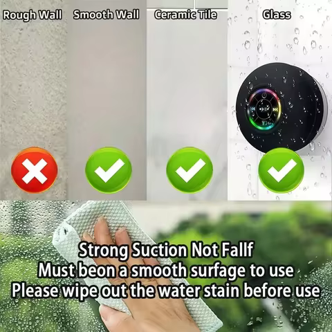 Portable Bluetooth Audio Ipx4 Waterproof Led Lights Bathroom Outdoor Large Suction Cup Can Be Adsorbed Wall Speaker 12 best sales bluth - №8