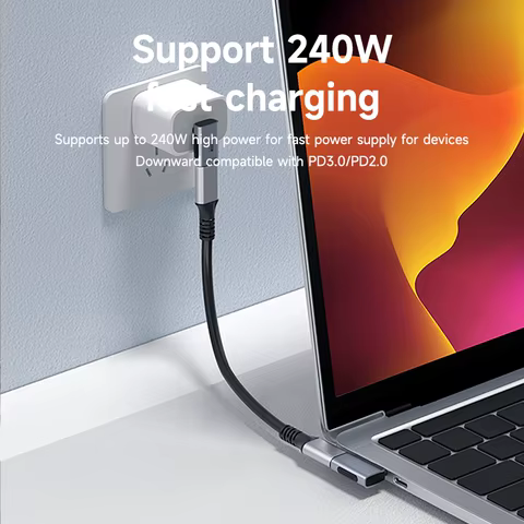 Hagibis 240W USB C to C Adapter 40Gbps 8K 60Hz 90 Degree Converter USB4 Adapter for Thunderbolt 4/3 MacBook iPhone 16 Pro Tablet 8 best sales type c to vga - №6