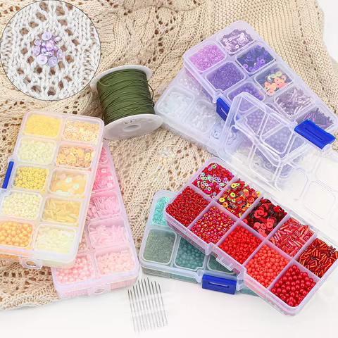 10 Grid Set Box Rice Bead Sequins Imitation Pearl Material Pack 1 Box/Pack 6 best sales fake cash - №3