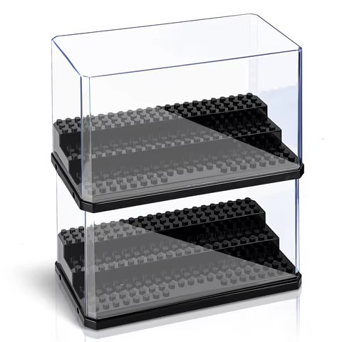 Acrylic Minifigures Display Case, Stackable and Dustproof Building Block Display Box for Lego Action Figure Toys Storage 6 best sales small acrylic boxes - №1
