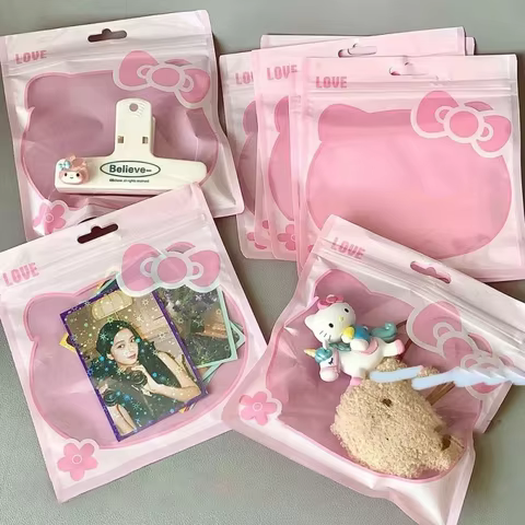 20/50Pcs Hello Kittys Gift Bag Cartoon Self-Adhesive Bag Bakery Packaging Cookie Snack Candy Sealing Bags for Wedding Party Gift 10 best sales hello kitty packaging - №9