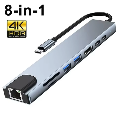 8 in1 USB C HUB 3.0 Type C Splitter 4K Docking Station Laptop Adapter PD SD TF For Macbook Air M1 iPad Pro RJ45 HDMI-Compatible 10 best sales asus zenfone 8 - №4