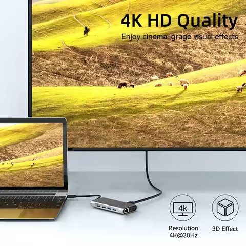 USB C HUB 4K 30Hz Type C to HDMI-compatible USB 3.0 Adapter 11 in 1 Type C HUB Dock PD 87W USB C Splitter for MacBook Pro Air 8 best sales type c to vga - №2