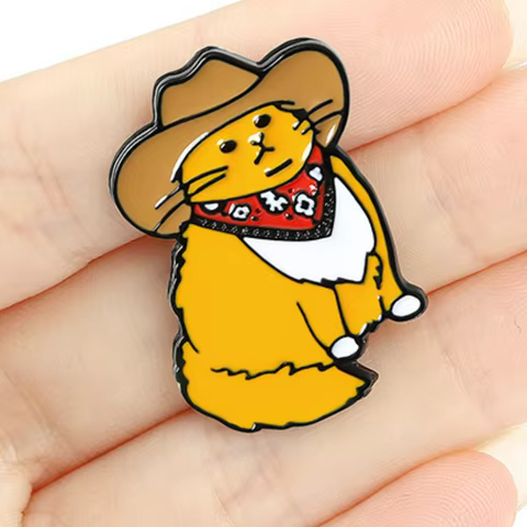 1PCS Cowboy Cats Enamel Pin Custom Funny Animal Hat Brooches Shirt Lapel Bag Cute Badge Cartoon Kitten Jewelry Gift for Friends 6 best sales fish pin - №5