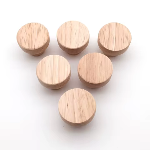 Oak Round Handle Dia 30/35/40/50mm Natural Wooden Cabinet Drawer Wardrobe Knobs For Cabinet Drawer Handle Furniture Hardware 12 best sales kitchen knob - №8