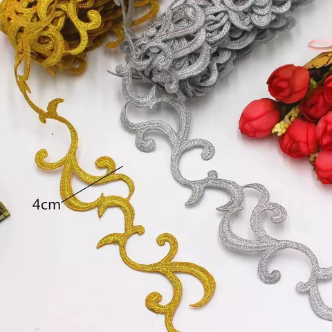 1 Yard Gold Embroidered Lace For Cosplay Dress Appliques Iron On Europe Vintage Diy Garment Trims 10 best sales denim trim - №10