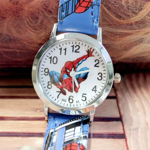 Disney Spiderman Children's Watch Anime Figures Student Quartz Watch Avenger Toys Spiderman Leather Strap Wristwatches Gifts 10 best sales spiderman kids watch - №8