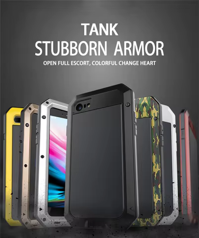 Heavy Duty Protection Armor Metal Aluminum Case for iPhone 16 15 14 13 12 mini 11 Pro 7 8 Plus XS Max XR SE 16e Shockproof Cover 10 best sales moto g power 2022 - №9