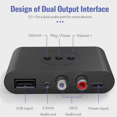 Bluetooth 5.2 Audio Receiver NFC U Disk 3.5mm AUX RCA USB Stereo Music Wireless Adapter With Mic For Car Kit Speaker Amplifier 10 best sales usb type c wireless adapter - №1