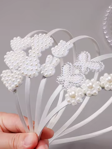 5pc Pearl Embellished Girls Headbands Hair Bands for Girls Kids Headwear Hair Accessories Set Ideal Gift for Girls 10 best sales flower power accessories - №9