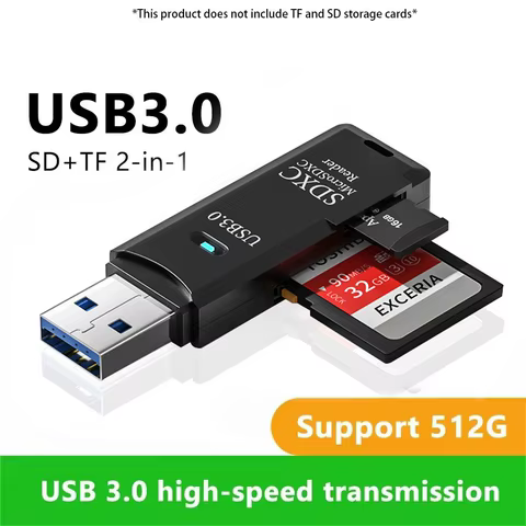 2-in-1 Multi-Functional USB 3.0/2.0 Card Reader - Supports TF+SD Cards for Computer/Tablet/Camera/Laptop/Car 6 best sales xiaomi tv a2 - №5