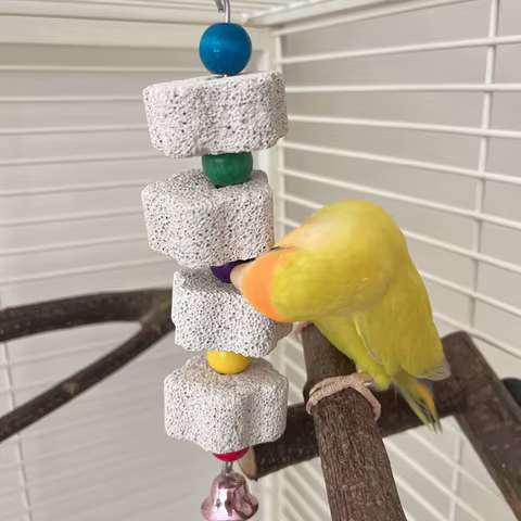 1PC Pet Teeth Grinding Volcanic Rock Toy for Parrots Hamsters Cage Accessories Bird Toy Chewing Toy 10 best sales birds toys - №6