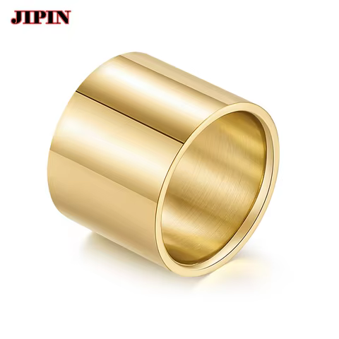 Trendy Titanium Steel Brushed Large Ring for Men Super Wide Matte Gold Color Men's Ring Big Finger Ring Male Jewelry B0958 10 best sales matte gold ring - №10