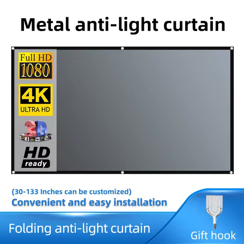 Salange Projector Screen 16:9 Metal Anti Light Curtain Reflective Fabric Cloth For YG300 XGIMI H3 HALO Mogo Xiaomi DLP Projector 8 best sales portable projector screen - №4