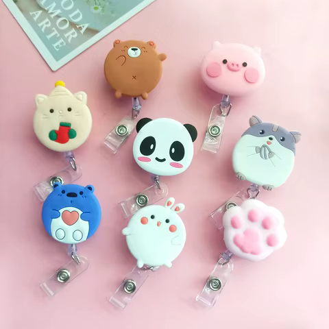 2022 New Design 1 Piece Quality Retractable Nurse Badge Holder Cute Panda Bear Bunny Students Name Card ID Holder Keys Lanyard 6 best sales name tag nurse - №5