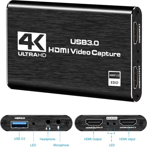 4K HDMI-compatible USB 3.0 Video Capture Card 1080P 60fps HD Video Recorder Grabber For OBS Capturing Game Card Live 4K SAMGET 6 best sales video maker - №6