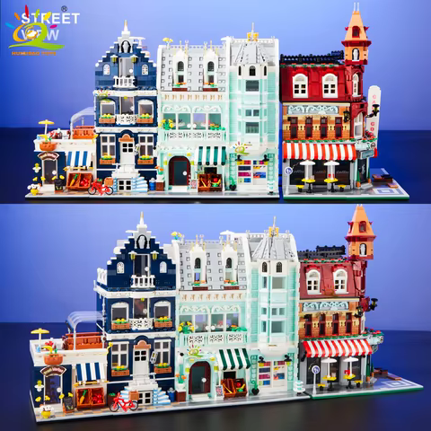 HUIQIBAO Toys MOC City Corner Coffee Shop Architecture Style Street View Micro Building Blocks for Children Construction Bricks 8 best sales lego jurassic world sets - №8