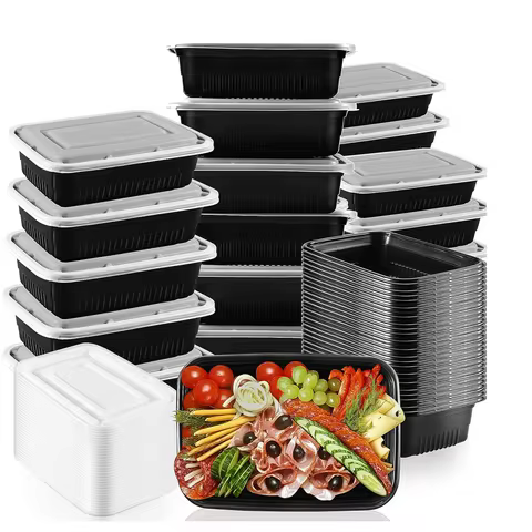 26 OZ Stackable Meal Prep Containers, Microwavable Reusable Containers with Lids for Food Prepping, Disposable Lunch Boxes 8 best sales meal - №7
