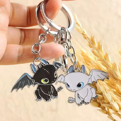 Anime character 3D toothless dragon keychain couple cartoon backpack pendant men's and women's gift sports fashion keychain 10 best sales how to train a dragon - №5