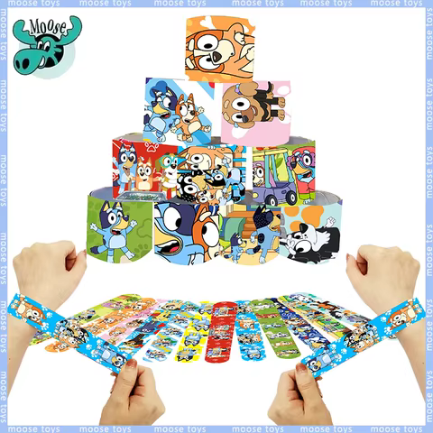 2024 New Bluey Series Bracelet Bingo and Her Friends PVC Snap Circle Cartoon Pat Circle Bracelet 12pcs Children Fun Gifts 8 best sales bluey friends - №4