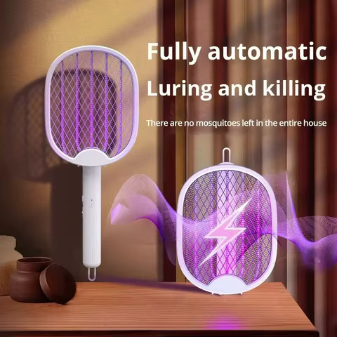 1pc New Mosquito Killer Lamp USB Rechargeable Electric Foldable Mosquito Killer Racket Fly Swatter 3000V Repellent Lamp 10 best sales electric mosquito racket - №5