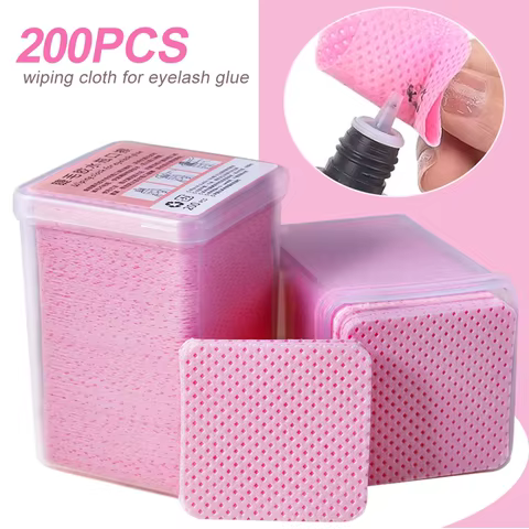 200Pcs Pink Lint-Free Nail Polish Remover Wipes UV Gel Glue Nail Polish Removal Cotton Pads for Makeup Manicure Cleaning Tools 12 best sales thermal cap - №12