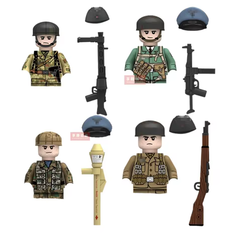 Military KUFTWAFFE Pzf MP40 MG42 98K Private Officer Building Blocks Model Bricks mini Action toy Figures Toy gift for children 6 best sales pg40 - №6
