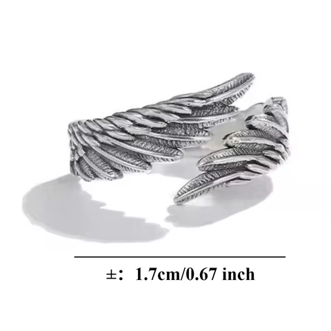 Vintage Angel Wing Demon Eye Hip Hop Adjustable Couple Ring for Men Women Retro Silvery Alloy Material Cool Fashion Jewelry New 8 best sales angel accessories - №2