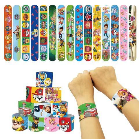 15pcs Paw Patrol Slap Bracelets Party Favors Birthday Party Gifts Baby Shower Decorations Snap Band for Kids Girls Boys 6 best sales super paw patrol - №3