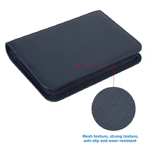 PU Leather 160 Pockets Cards Side Loading Binder TCG Game Zipper Card Album With 4 Sealed Fixed Pockets Pages For MG/PKM/FOW/YGO 10 best sales card binder 4 pocket - №9