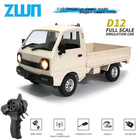 WPL D12 1:10 / 1:16 RC CAR Simulation Drift Climbing Truck LED Light Haul Cargo Remote Control Electric Toys For Children 10 best sales 1 16 rc car - №8