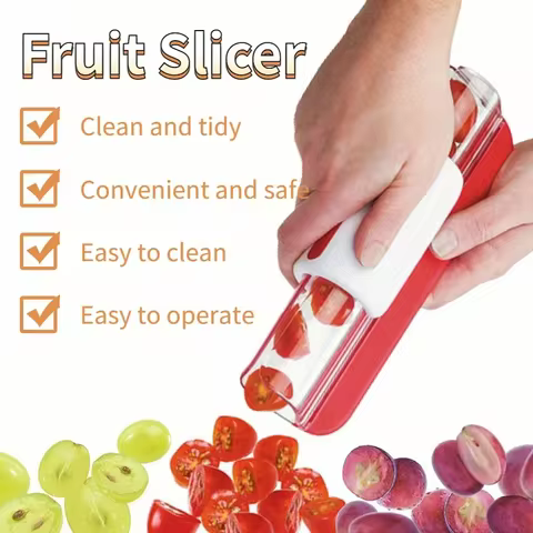 Tomato Grape Cherry Slicer Fruit Vegetable Salad Manual Slicer, Fruit and Vegetable Tool Kitchen Gadget, Progressive Zip Slicer 10 best sales grape cutter - №3