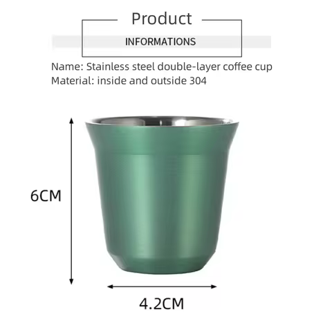 80ml Mini Coffee Cup Stainless Steel Double Wall Heat-insulating Coffee Cup Portable Small Drink Cups 8 best sales stainless steel espresso cup - №5