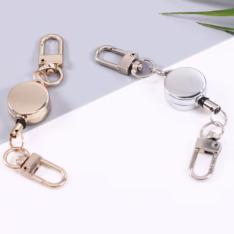 Retractable Badge Key Holder Holder Badge Reel Anti-theft Metal Easy-to-pull Buckle Rope Elastic Keychain Key Ring Accessories 10 best sales elastic keychain - №6