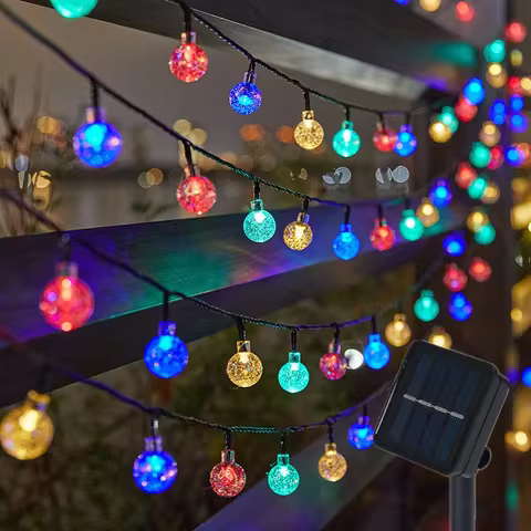 2024 New Solar Crystal Globe LED String Lights LED Solar Outdoor Light IP65 Fairy Light Christmas Garland for Garden Party Decor 8 best sales large outdoor christmas decorations - №3
