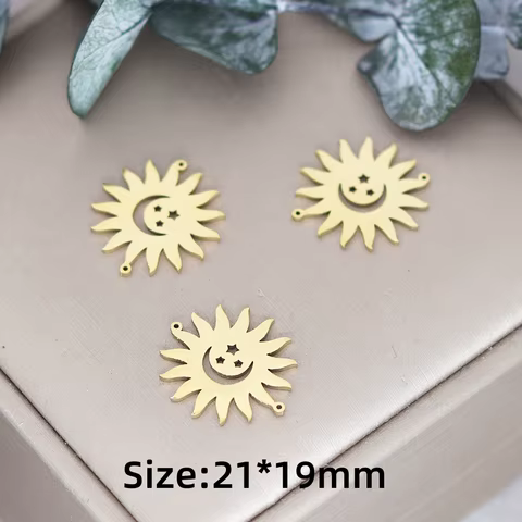 3pcs Moon Evil Eye/Compass Star Sun Charms Stainless Steel Gold Plated Pendant DIY Craft Tassels Earring Necklace Jewelry Making 10 best sales compass charm - №2