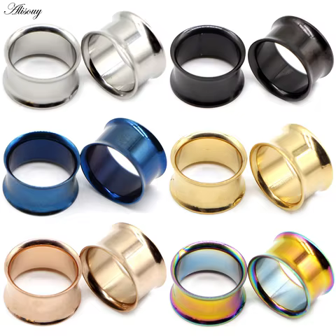 Alisouy 2pcs Ear Plug Kit Surgical Steel no-Screw Fit Ear Gauges Tunnel Expander Body Piercing Flare Earrings plugs stretching 8 best sales stretching kit - №2