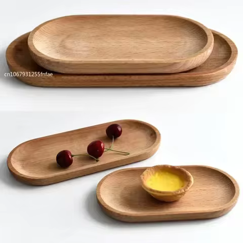 Japanese Style Food Oval Plate Wooden Serving Tray Tea Cup Saucer Trays Fruit Plate Storage Pallet Plate Kitchen Table Decor 8 best sales cute tray - №3