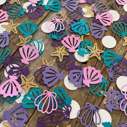100pcs Mermaid Themed Party Confetti Shell Starfish PearlConfetti DIY Decorative Items For Throwing On The Birthday Wedding T 12 best sales confetti wedding - №11