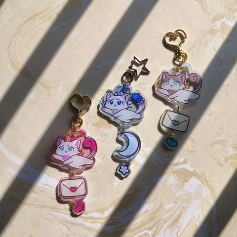 Yuumi Anime Keychain Women League of Legends Acrylic Key Chain Man Key Ring Pendant Ornament Accessories Friend Gift 12 best sales league of legends keychain - №12