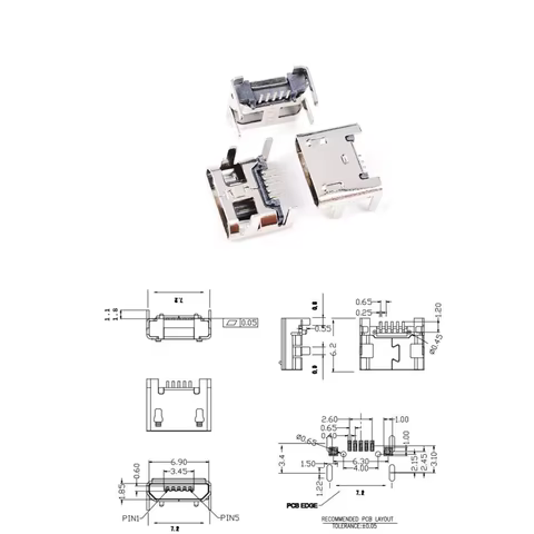 5Pin Micro USB Connector Female Port Jack Solder Plug SMD SMT Android Phone Data Charging Socket 5P Micro USB DIY Repair Adapter 10 best sales plug micro usb - №4