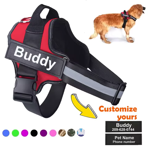 Personalized Dog Harness NO PULL Reflective Breathable Pet Harness Vest For Small Large Dog outdoor Walk Training Accessories 10 best sales custom pet - №3