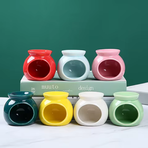 Porcelain Aroma Burner Essential Oil Furnace Mini Candle Holder Solid Color Ceramic Crafts Aromatherapy Diffuser Home Decor 12 best sales essential oil burner - №1