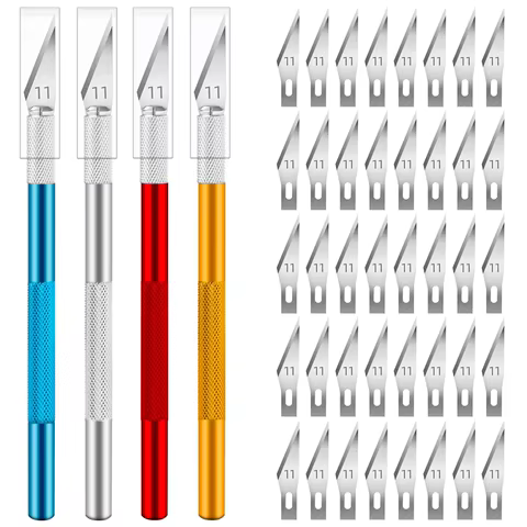 Non-Slip Metal Scalpel Knife Tools Kit Cutter Engraving Craft knives + 5pcs Blades Mobile Phone PCB DIY Repair Hand Tools 8 best sales agar plates - №4