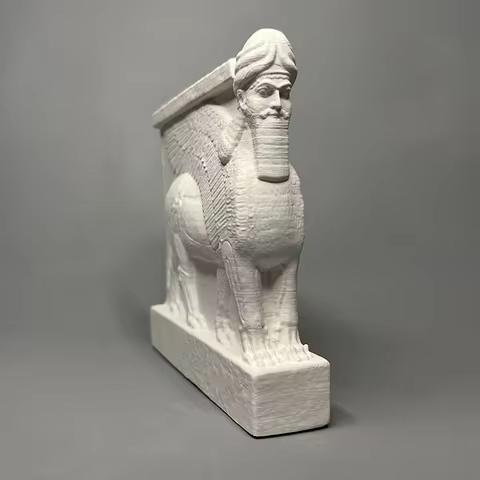 Iraqi Assyrian cultural people head-winged bull statue plaster sculpture decoration home birthday creative ornaments 8 best sales assyrian flag - №8
