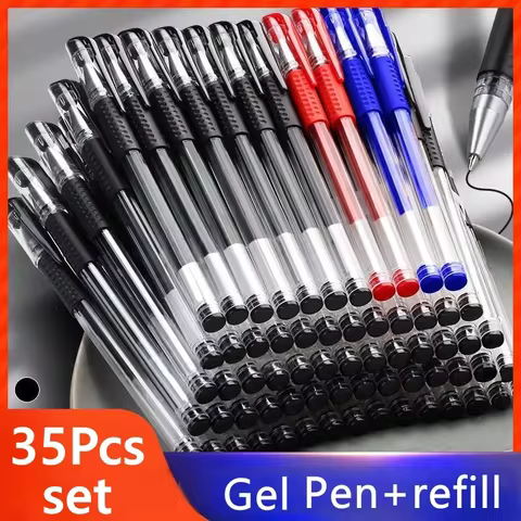 7/35 PCS Gel Pen Set School Supplies Black Blue Red Ink Color Ballpoint Pen Kawaii Pen Writing Tool School Office Stationery 6 best sales color gel pen - №3
