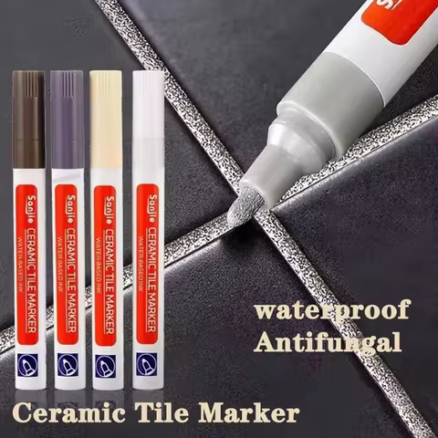 Waterproof Tile Marker Grout Pen Wall Seam for Floor Bathroom Kitchen Toilet Wall Seam Repair Black White Gold Silver Beige 10 best sales white marker pen - №6